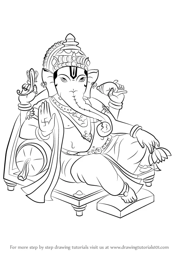 Learn How to Draw Ganpati (Hinduism) Step by Step : Drawing Tutorials