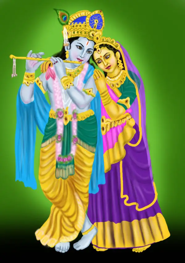 Learn How to Draw Krishan with Radha (Hinduism) Step by Step : Drawing