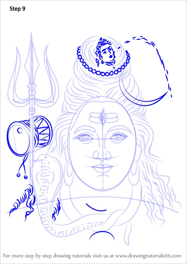 Learn How to Draw Lord Shiva Face Hinduism Step by Step Drawing 