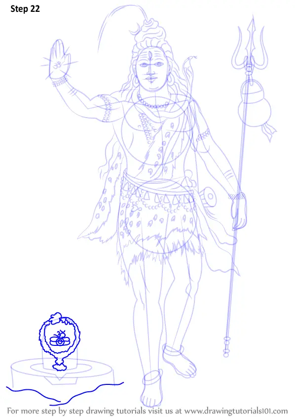 Learn How to Draw Lord Shiva Standing (Hinduism) Step by Step : Drawing
