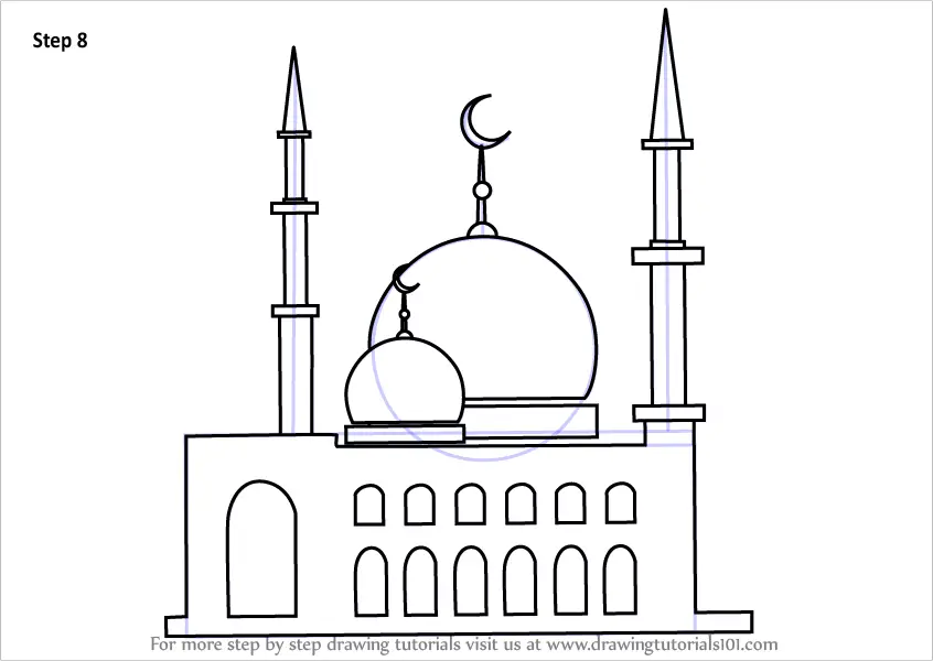 Learn How to Draw a Mosque (Islam) Step by Step Drawing Tutorials