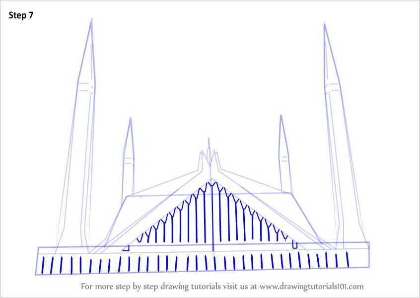 Learn How to Draw Shah Faisal Mosque Islam Step by Step Drawing 