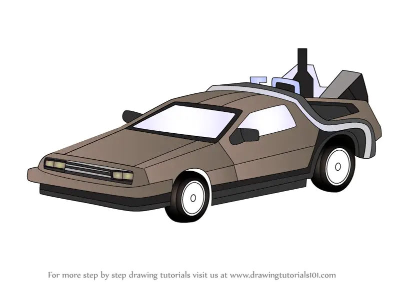 Step by Step How to Draw DeLorean from Back to the Future