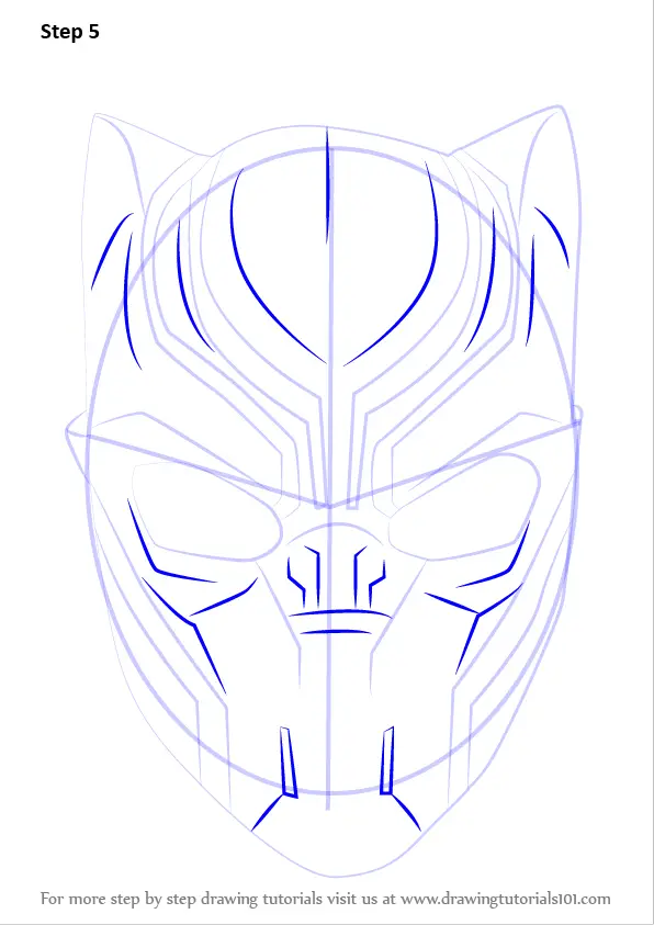 Step By Step How To Draw Black Panther Mask Drawingtutorials101 Com - black panther mask roblox