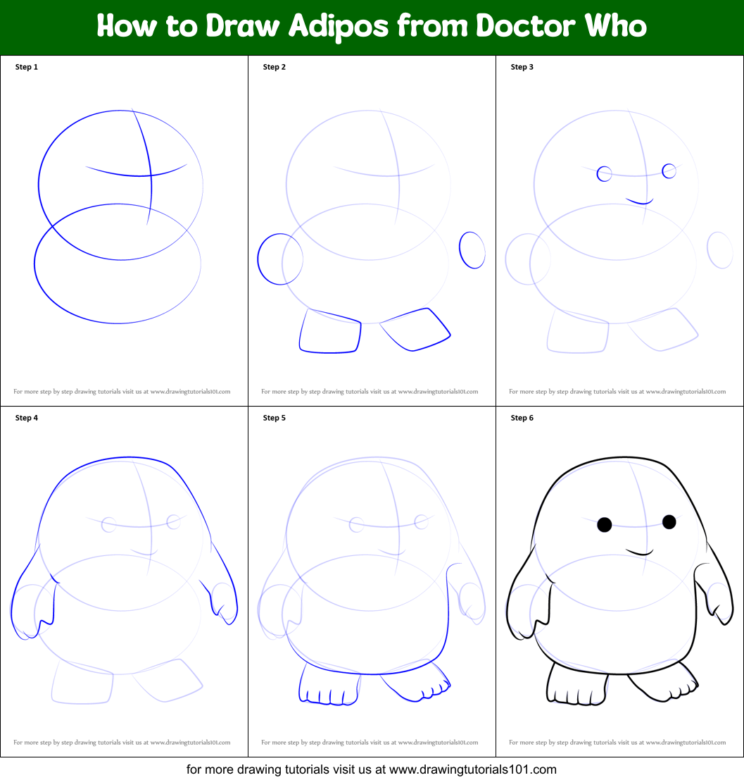 How to Draw Adipos from Doctor Who printable step by step drawing sheet ...