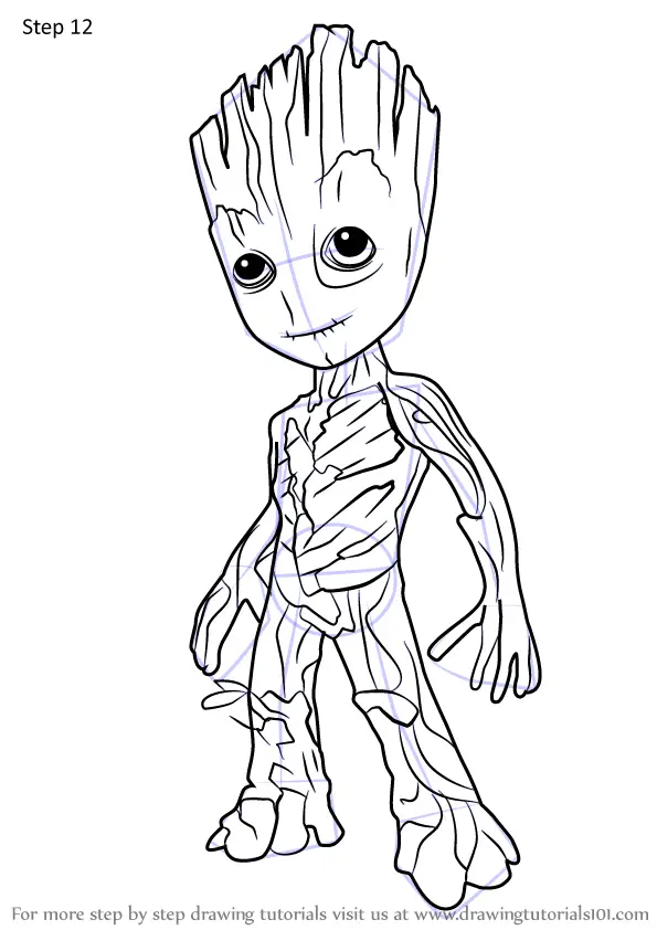 Learn How to Draw Groot from Guardians of the Galaxy (Guardians of the