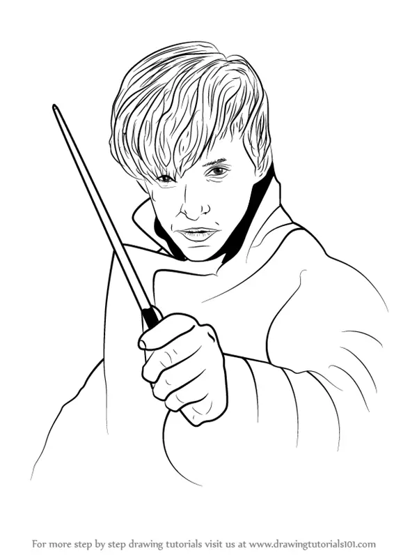 Learn How to Draw Newt Scamander from Harry Potter (Harry Potter) Step