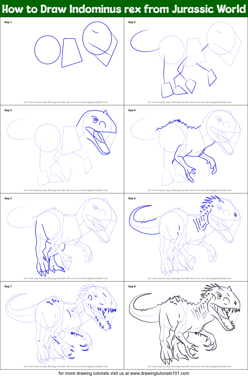 How to Draw Indominus rex from Jurassic World printable ...