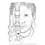 How to Draw Han Solo with Blaster from Star Wars - The Force Awakens