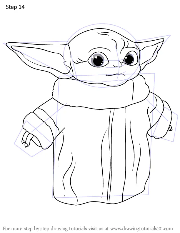 Step By Step How To Draw A Baby Yoda Drawingtutorials101 Com