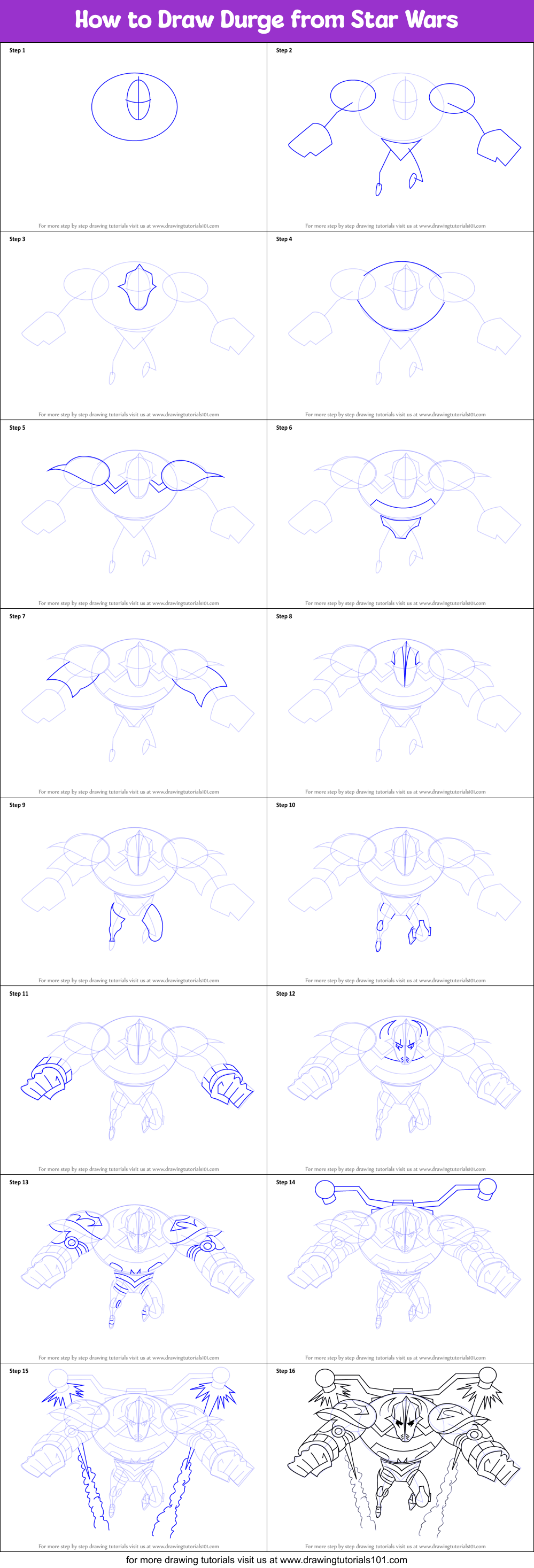 How To Draw Durge From Star Wars Printable Step By Step Drawing Sheet 