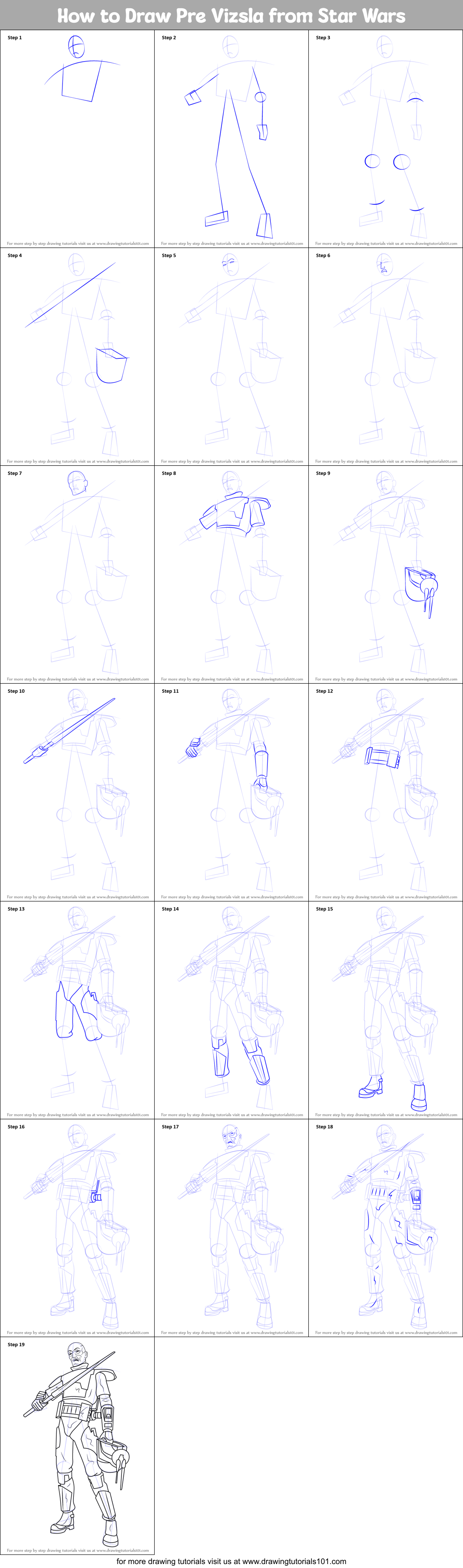 How to Draw Pre Vizsla from Star Wars printable step by step drawing ...