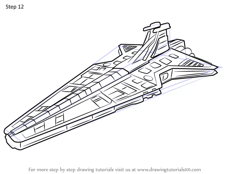 Step by Step How to Draw Venator Class Star Destroyer from Star Wars