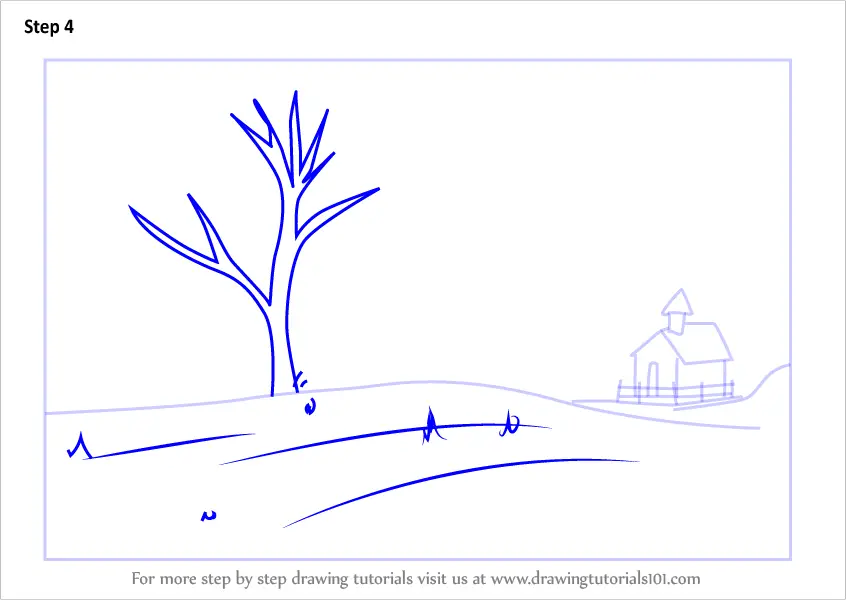 Learn How to Draw Snow Scenery (Winter Season) Step by Step Drawing