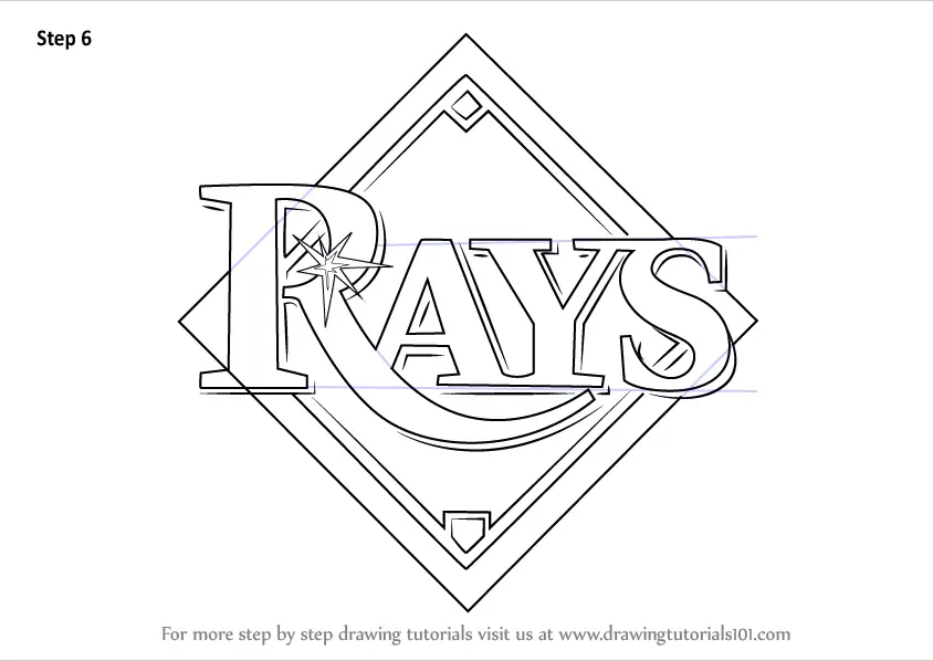 Step By Step How To Draw Tampa Bay Rays Logo : DrawingTutorials101.com