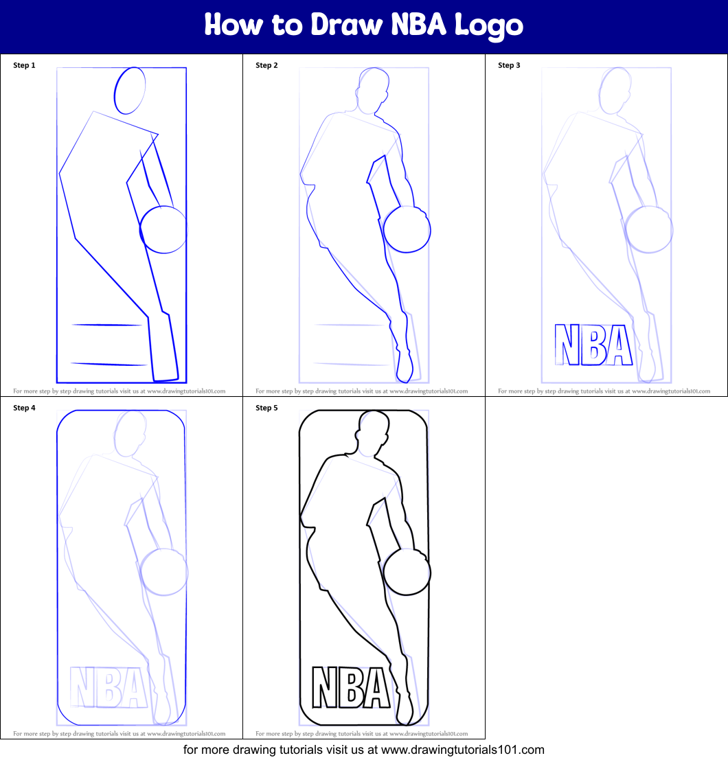 How to Draw NBA Logo printable step by step drawing sheet