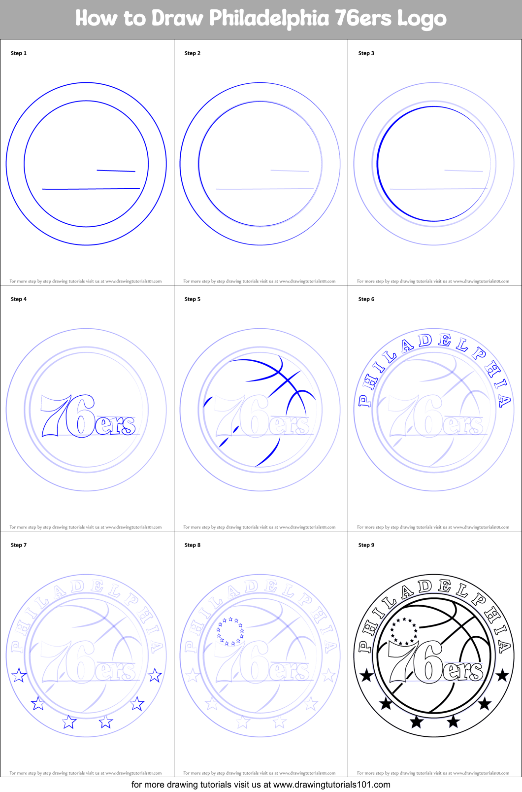 How To Draw Philadelphia 76ers Logo Printable Step By Step Drawing