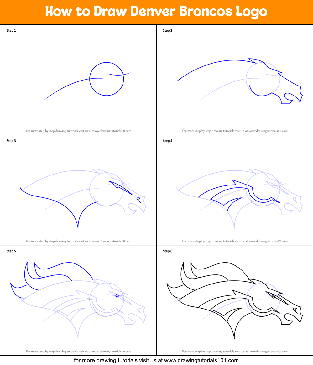 How to Draw Denver Broncos Logo printable step by step drawing sheet