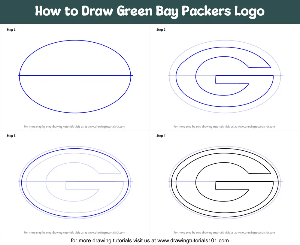 How to Draw Green Bay Packers Logo printable step by step drawing sheet