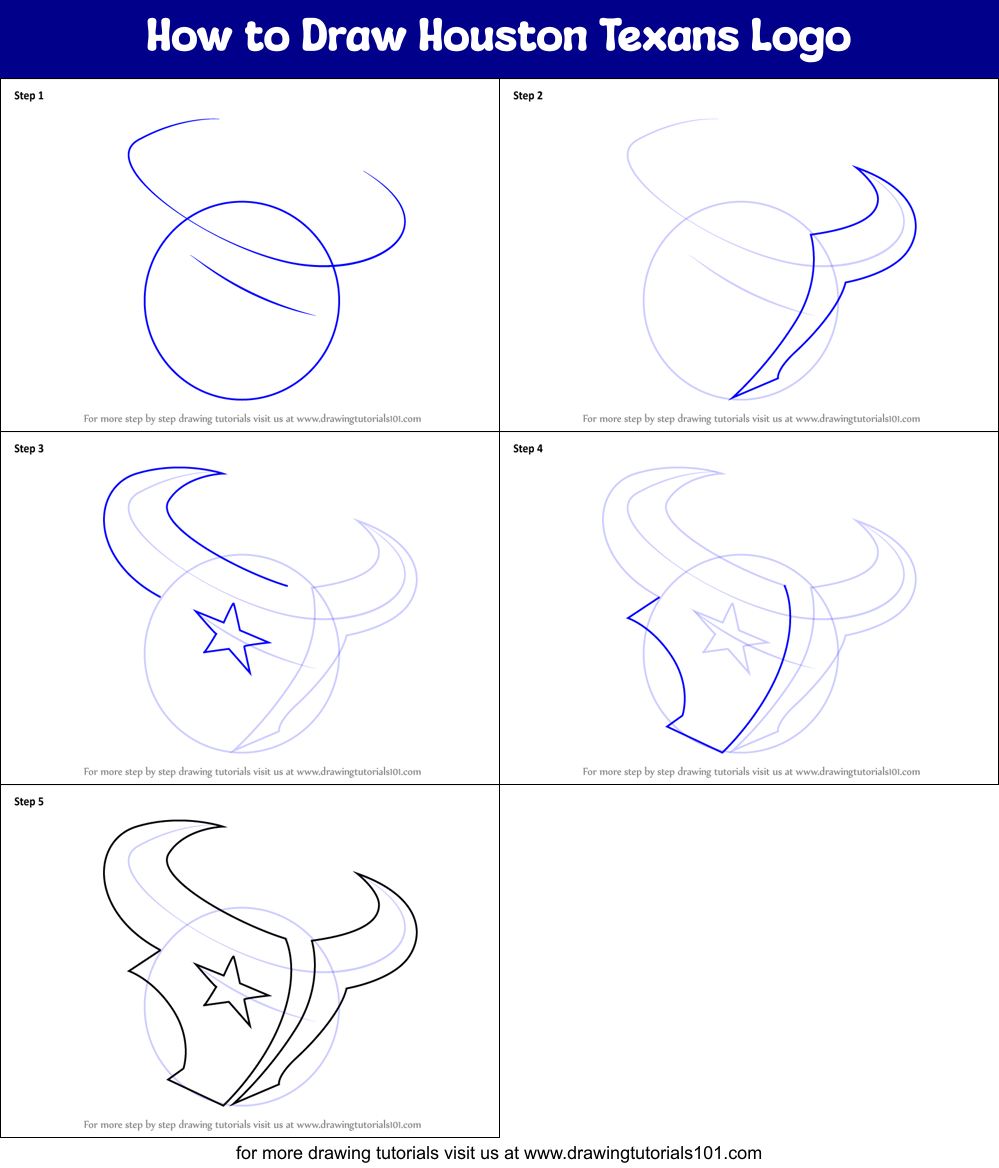 How to Draw Houston Texans Logo printable step by step drawing sheet