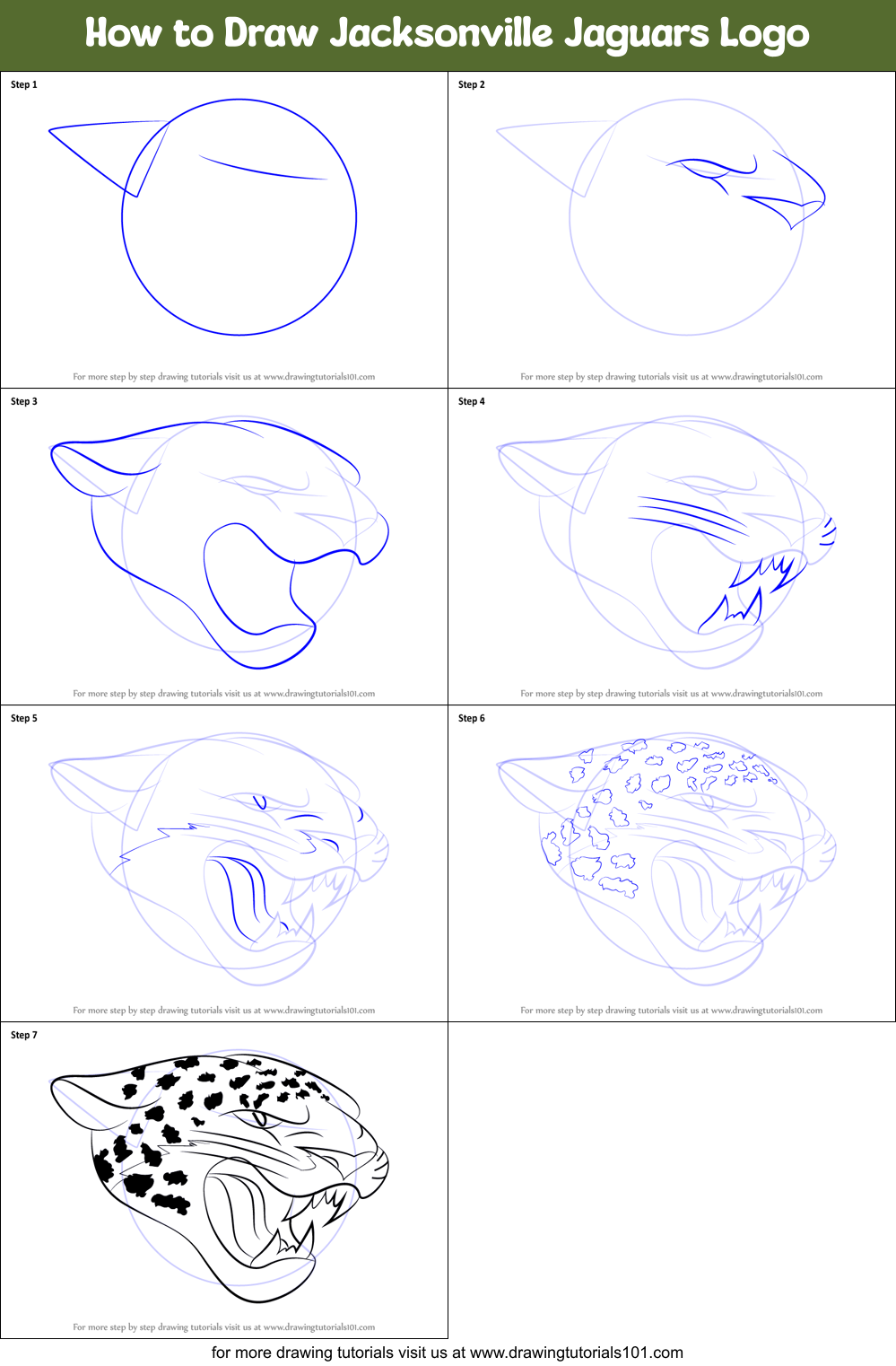 How to Draw Jacksonville Jaguars Logo printable step by step drawing