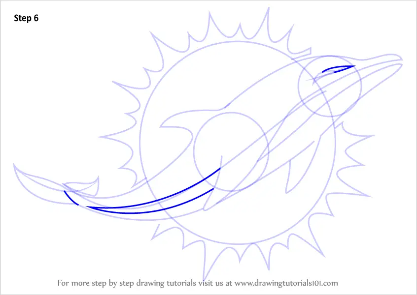 Step by Step How to Draw Miami Dolphins Logo : DrawingTutorials101.com