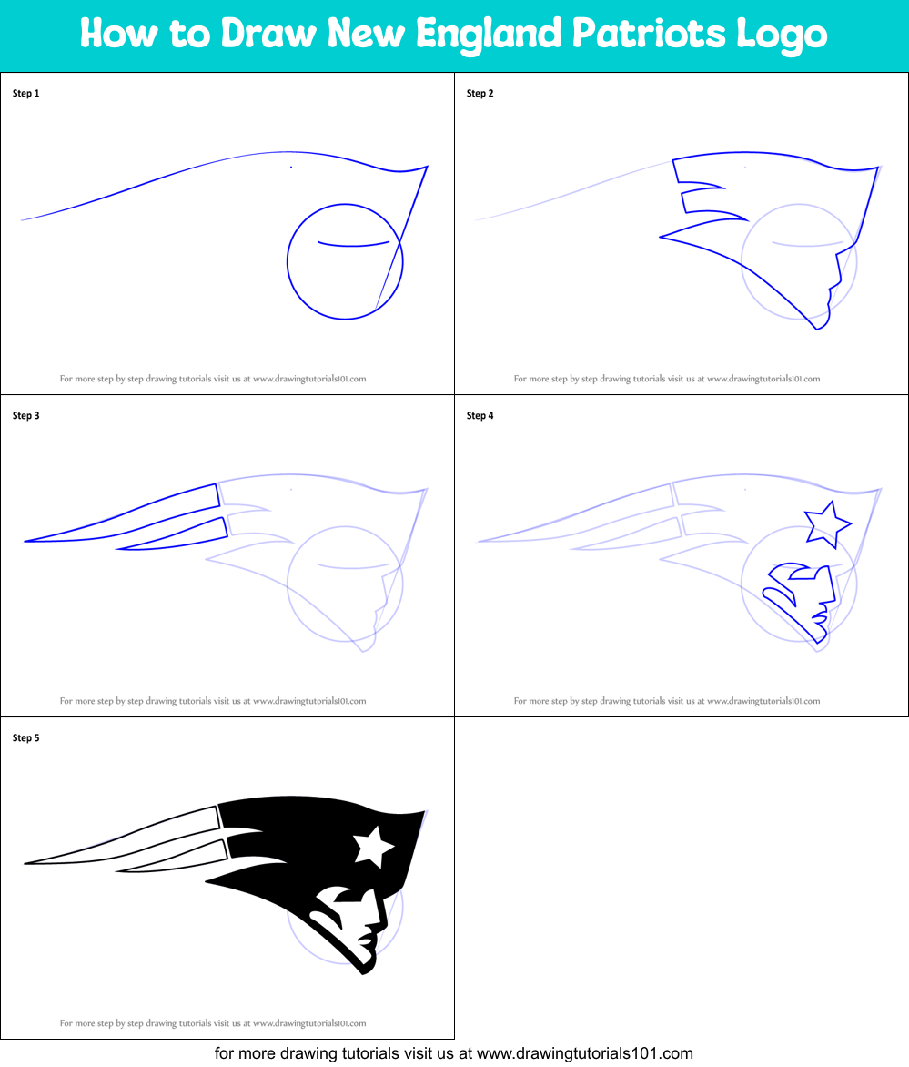 How to Draw New England Patriots Logo printable step by step drawing ...