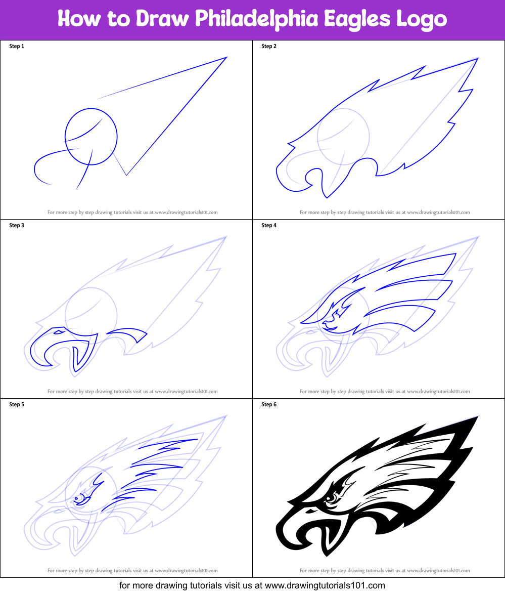 How to Draw Philadelphia Eagles Logo printable step by step drawing