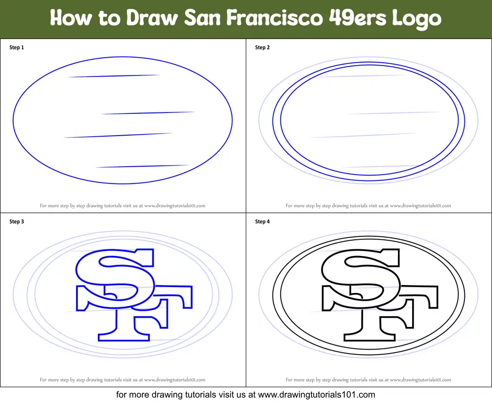 How to Draw San Francisco 49ers Logo printable step by step drawing