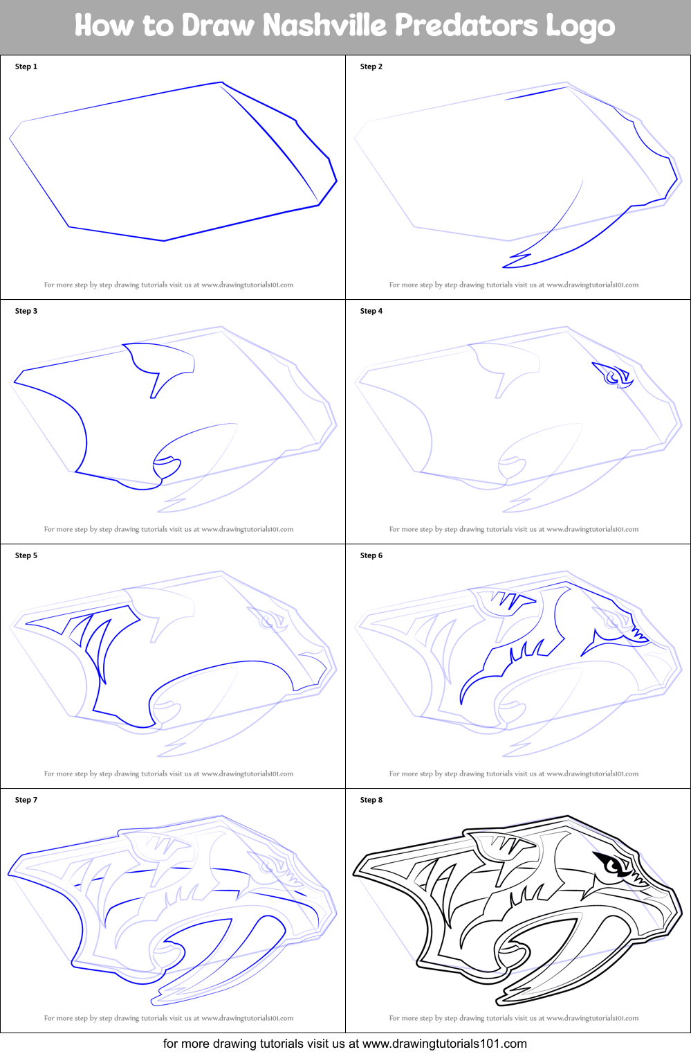 How to Draw Nashville Predators Logo printable step by step drawing ...