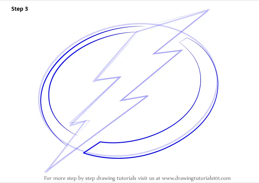 Step by Step How to Draw Tampa Bay Lightning Logo : DrawingTutorials101.com