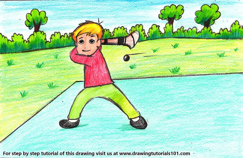 Hurling Sport Scene Color Pencil Drawing