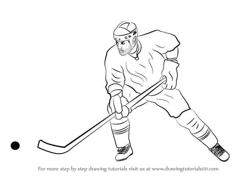 How to Draw Ice Hockey Player. 