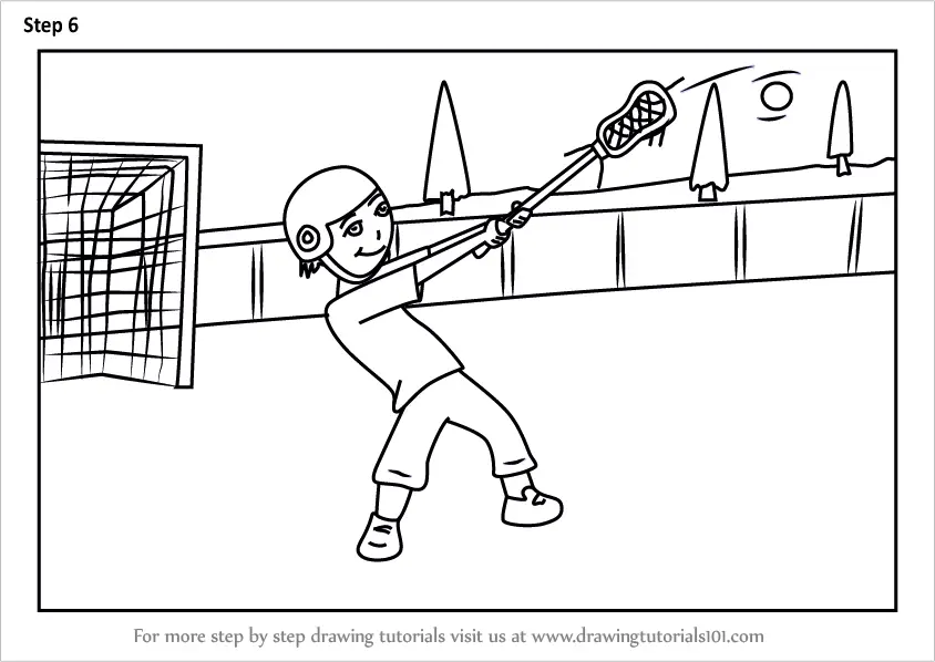 Step by Step How to Draw a Lacrosse Sport Scene