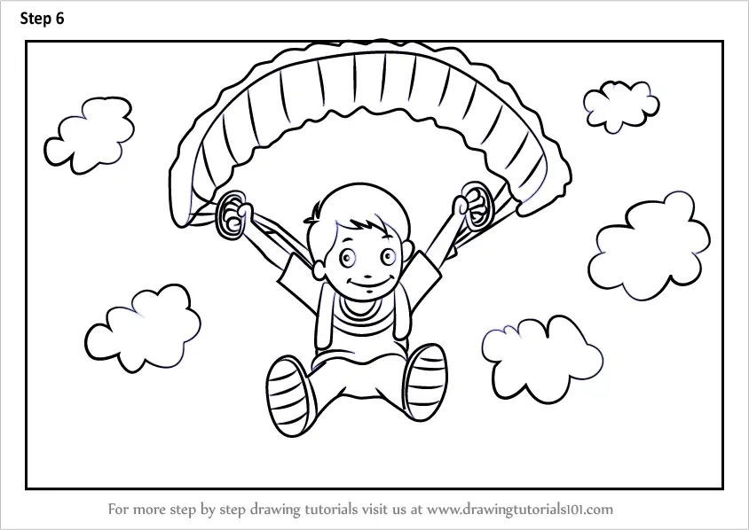 Learn How To Draw A Parachute Man Other Sports Step By Step Drawing