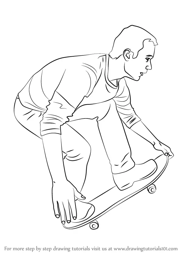 Learn How to Draw a Skateboarder (Skateboarding) Step by Step Drawing