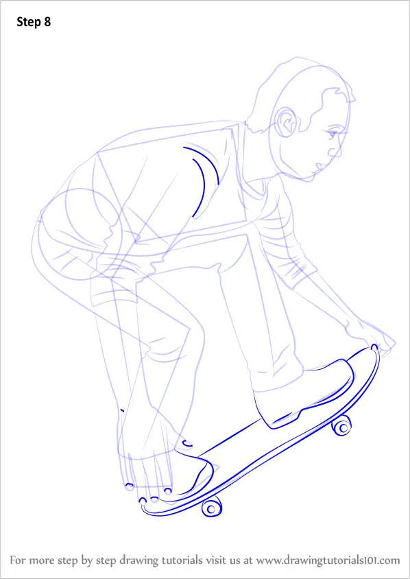 Learn How To Draw A Skateboarder Skateboarding Step By Step Drawing Tutorials 2940