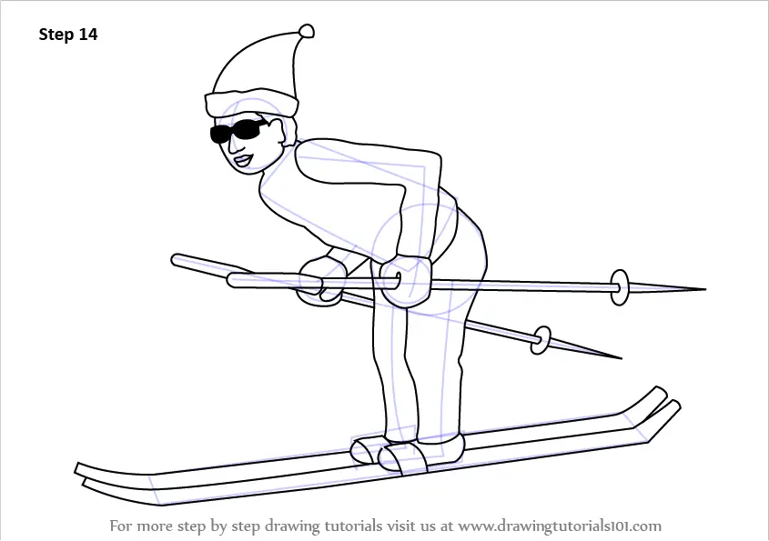 Learn How to Draw a Snow Skier (Winter Sports) Step by Step Drawing