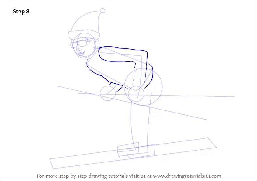 Learn How to Draw a Snow Skier (Winter Sports) Step by Step : Drawing