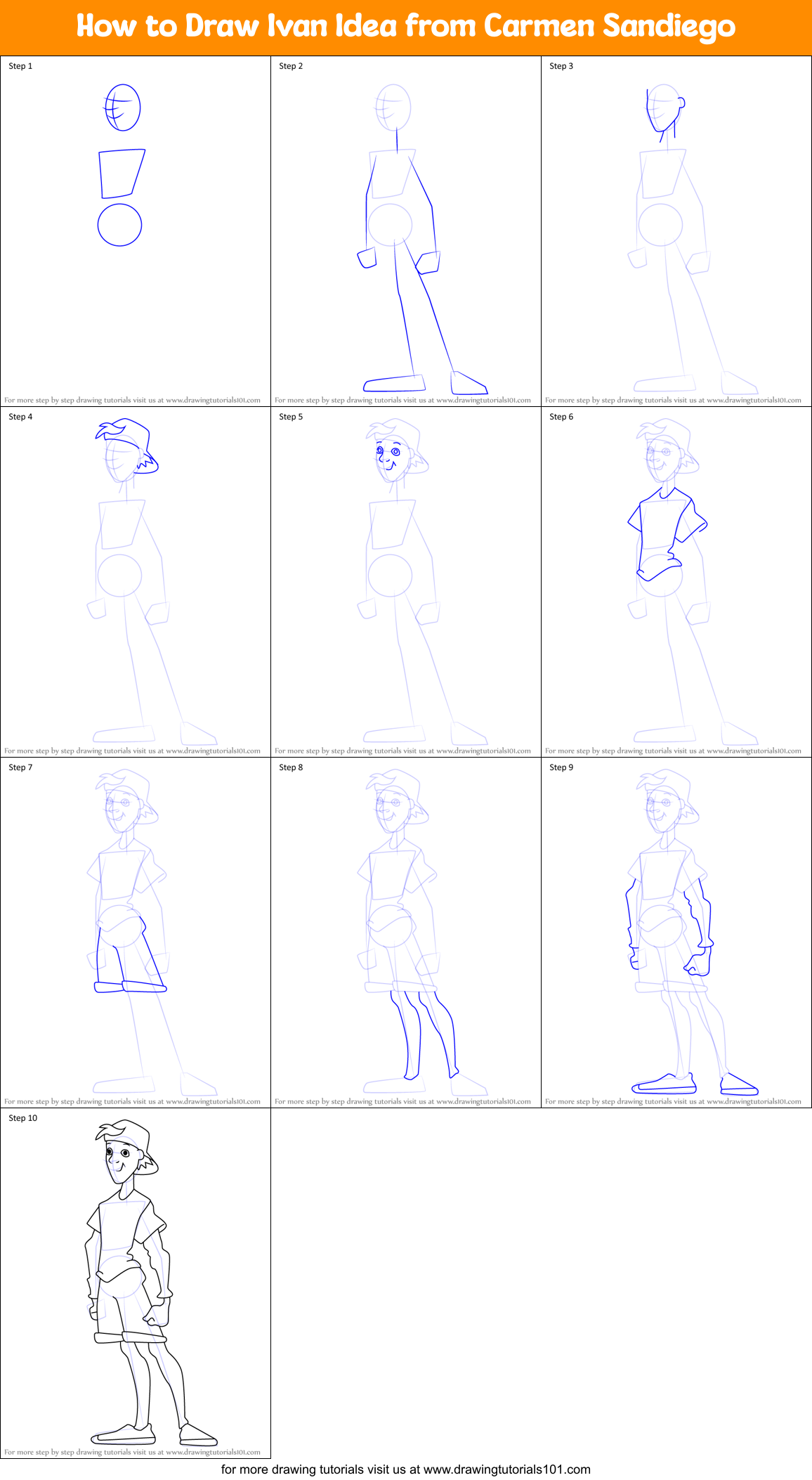 How to Draw Ivan Idea from Carmen Sandiego printable step by step ...