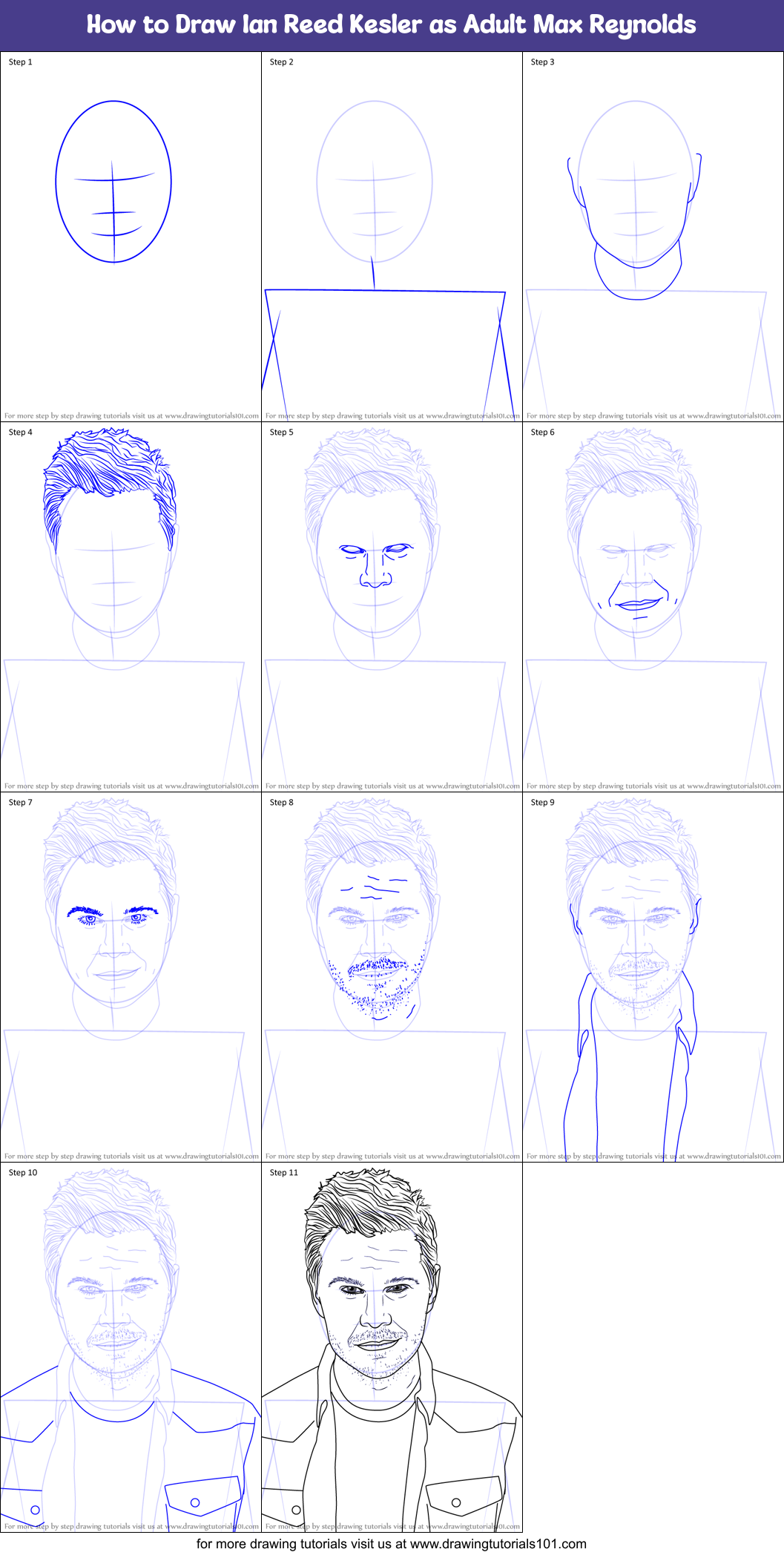 How to Draw Ian Reed Kesler as Adult Max Reynolds printable step by ...