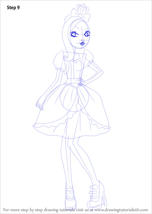 Step by Step How to Draw Apple White from Ever After High :  DrawingTutorials101.com