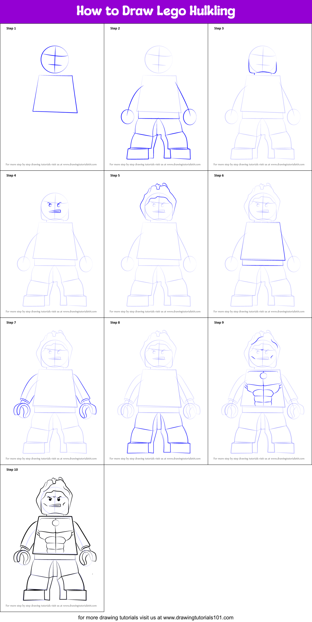 How to Draw Lego Hulkling printable step by step drawing sheet ...