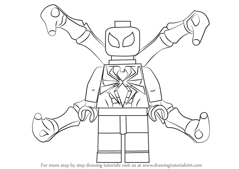 Learn How to Draw Lego Iron Spider (Lego) Step by Step : Drawing Tutorials