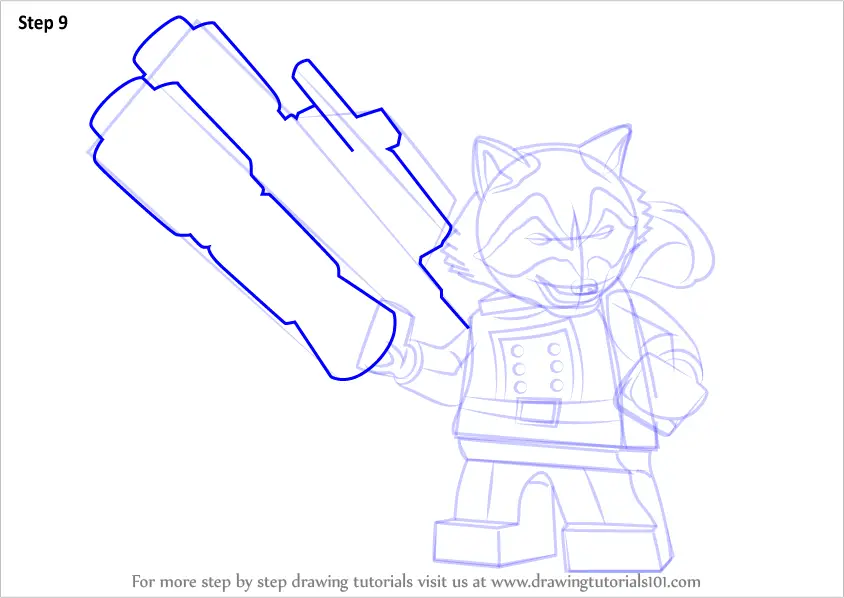 Learn How to Draw Lego Rocket Raccoon Lego Step by Step Drawing 