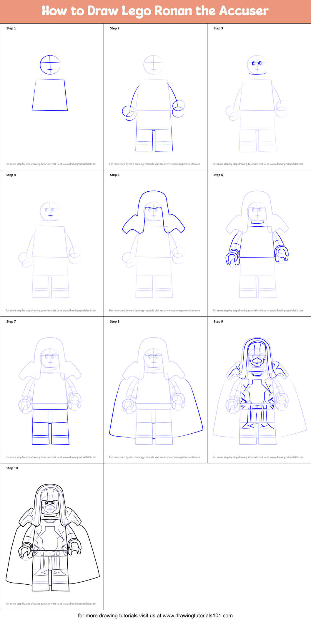 How to Draw Lego Ronan the Accuser printable step by step drawing sheet ...