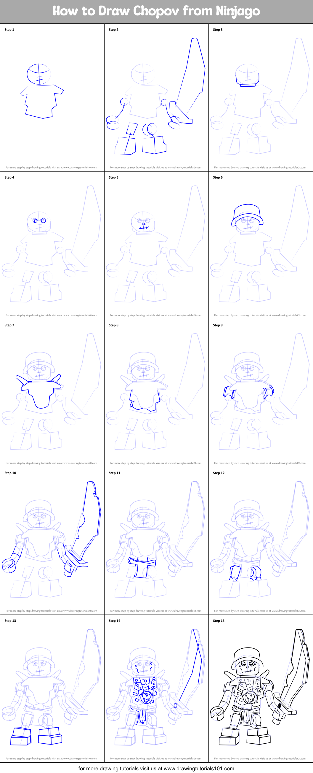 How to Draw Chopov from Ninjago printable step by step drawing sheet ...