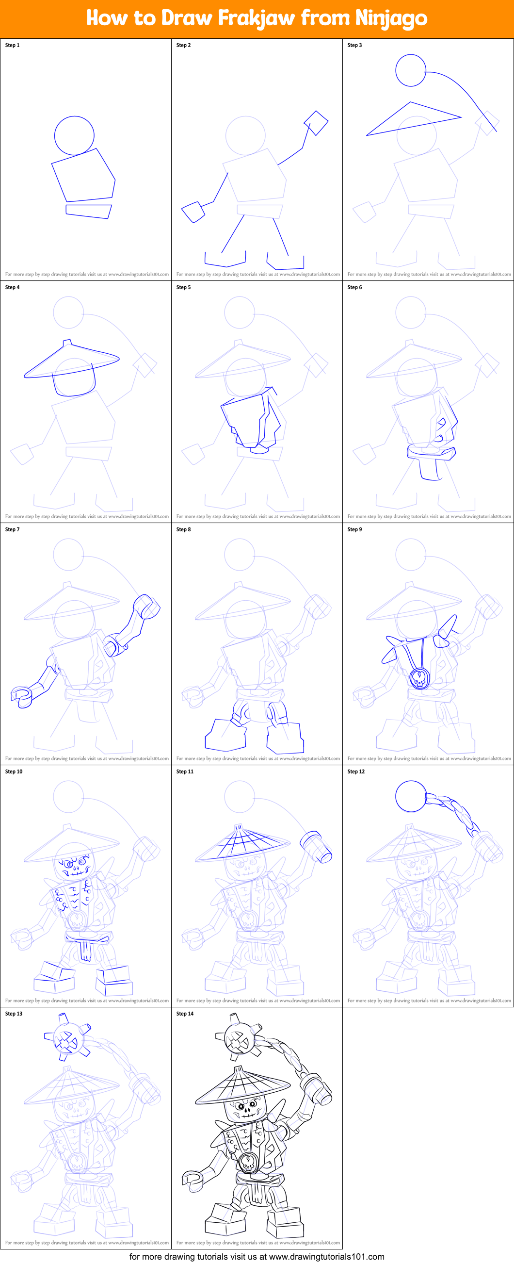 How to Draw Frakjaw from Ninjago printable step by step drawing sheet ...