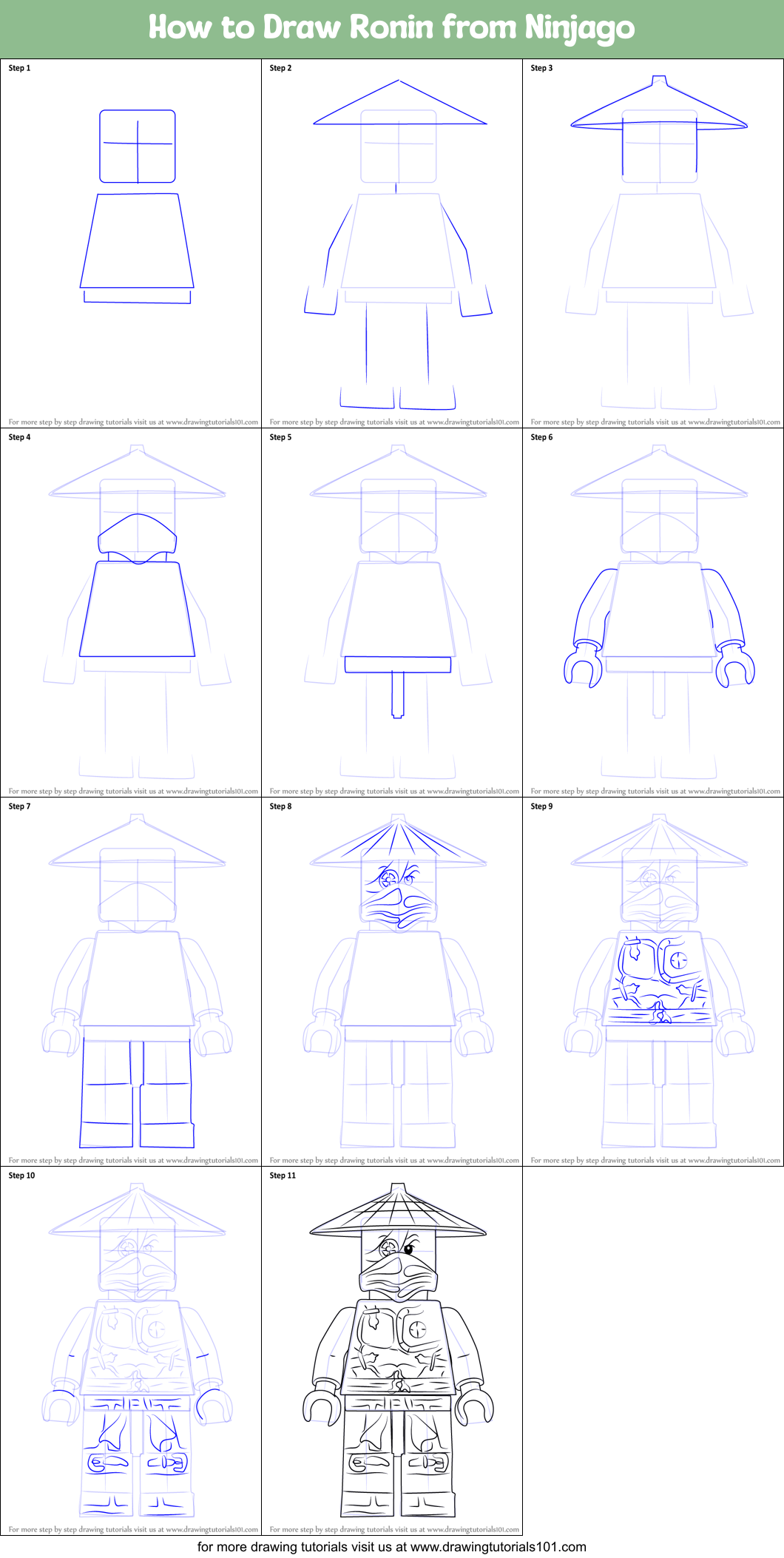 How to Draw Ronin from Ninjago printable step by step drawing sheet ...