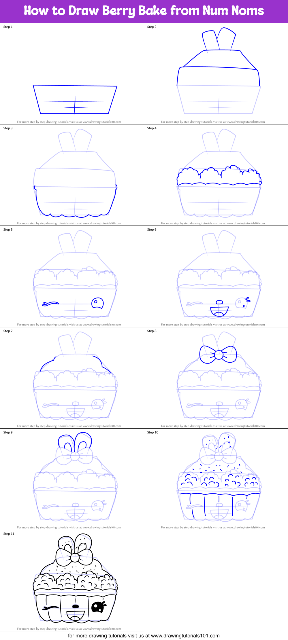 How to Draw Berry Bake from Num Noms printable step by step drawing ...